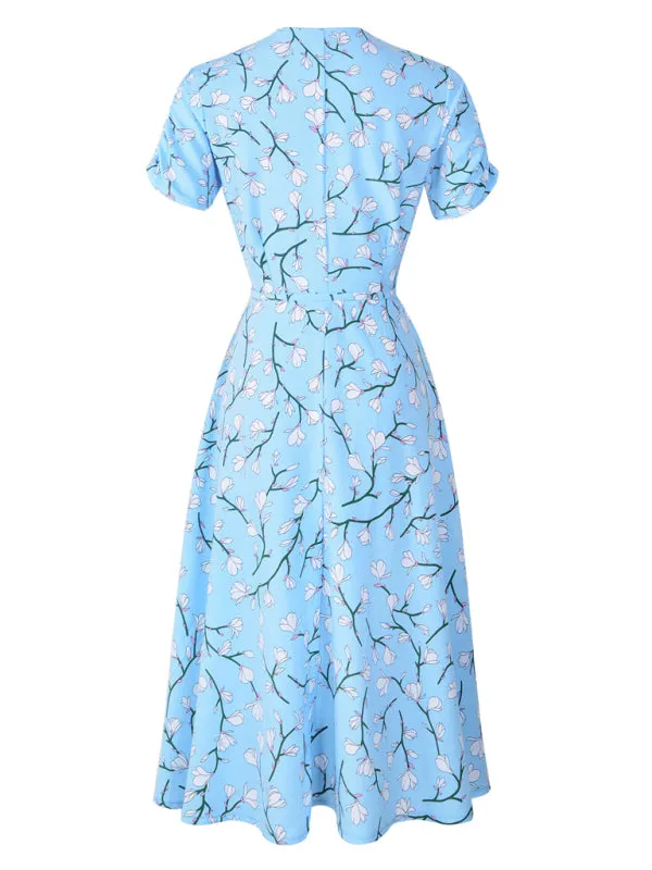 Women's Bohemian Beach Dress Chiffon Print Swing Dress