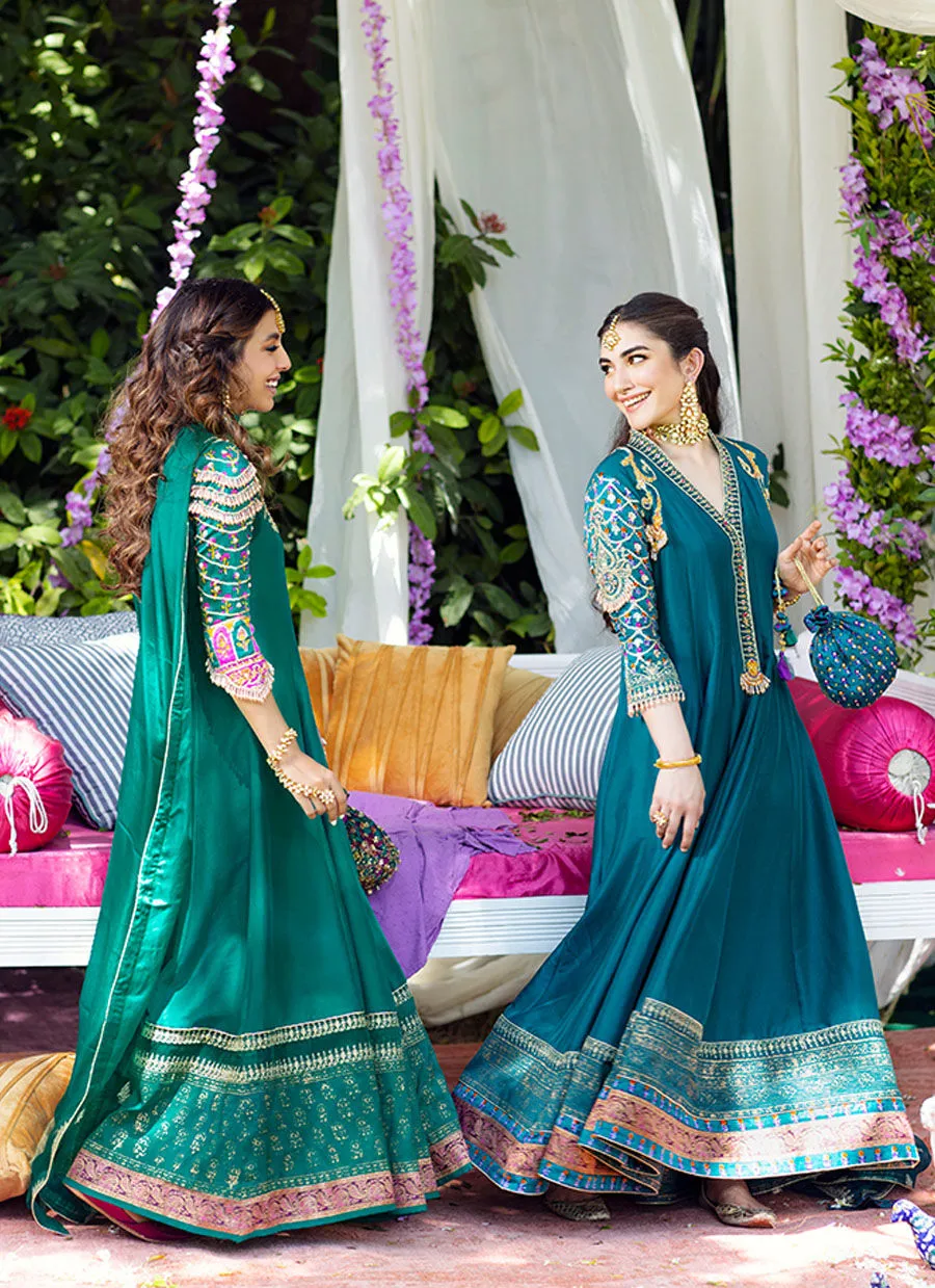 Zaira Teal Kalidaar and dupatta